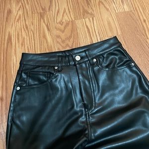 Straight leg faux leather pants